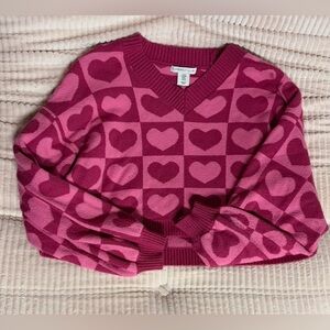 Sincerely Jules Pink Heart V-Neck Sweater